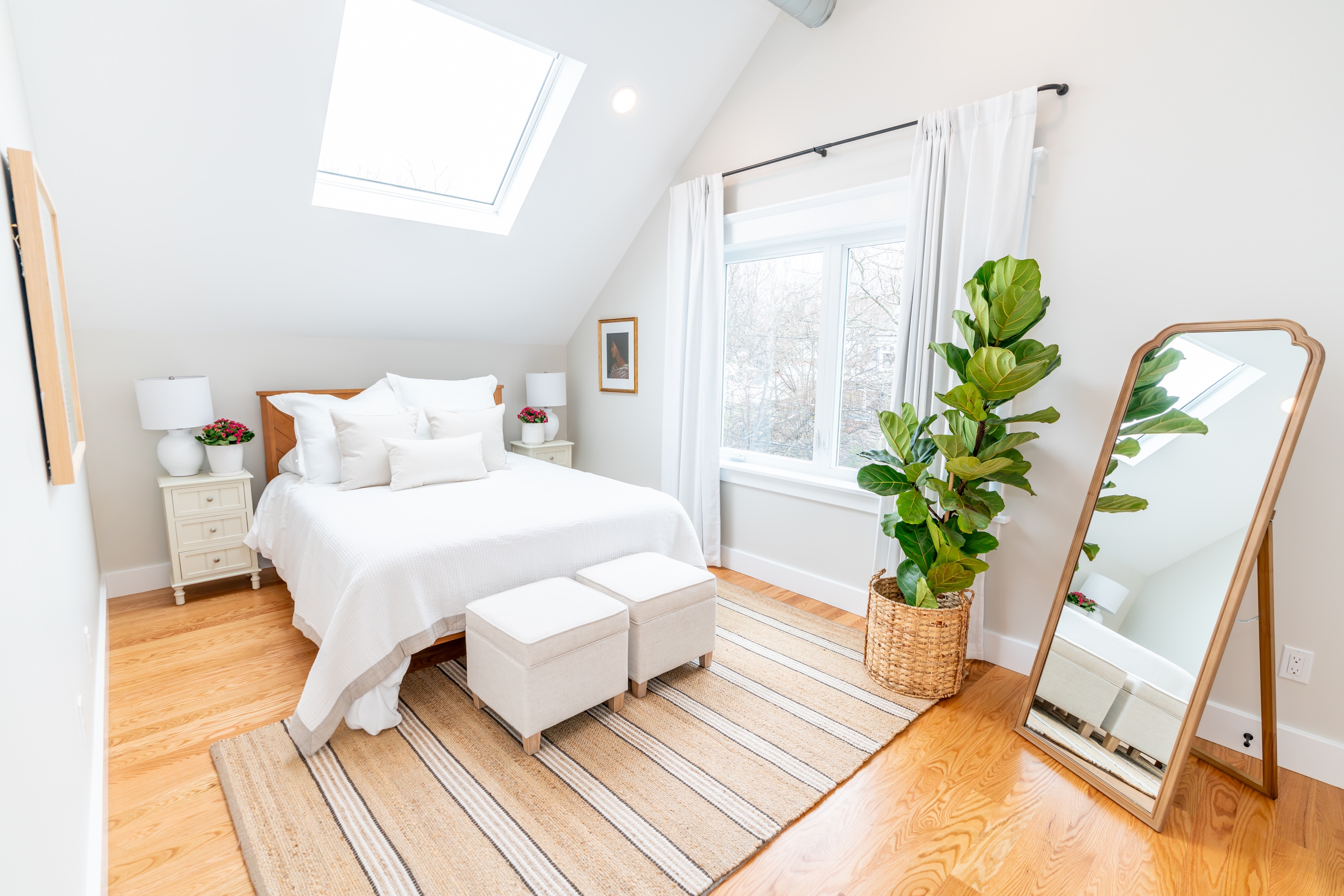 Comfortable guest bedroom with modern furnishings